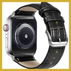 【EWISE】 アップルウォッチ バンド 革 ビジネススタイル コンパチブル 女性にも オシャレ Apple Watch 7 6 5 4 SE シリーズ対応 (38mm・40mm・41mm, ブラック)