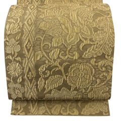 【美品】 袋帯 秀品 関西仕立て 花唐草 ベージュ 全通 正絹 【中古】