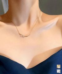 ネックレス アクセサリー レディース リボン チェーンネックレス きらきら 細めネックレス 上品 輝く 結婚式 首飾り ラインストーン 女子会 プレゼント 可愛い パーティ オシャレ ジュエリー 華奢 1102