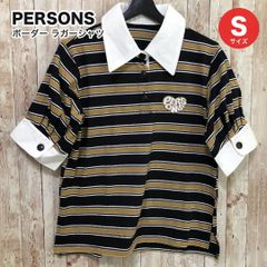 PERSONS パーソンズ ボーダー ラガーシャツ ブラック S