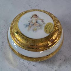 VI.ZA.VI ヴィザヴィ ポーセリン 24金 金彩 天使 エンジェル 小物入れ ジュエリーボックス 陶器 西洋アンティーク ヴィンテージ エレガント 置物【H1001】