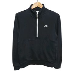NIKE ナイキ ハーフジップ スウェット ブラック 刺繍ロゴ メンズ S