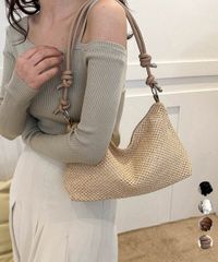 ストローバッグ ショルダーバッグ 麦わら レディース 韓国 おしゃれ 可愛い 女性 コンパクトバッグ リゾート ざっくり編みバッグ 肩掛けバッグ 軽量 2WAY ペーパーバッグ 1102