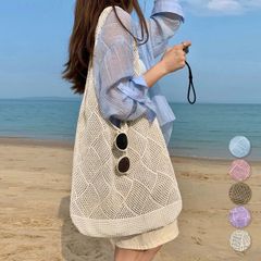 韓国 ニットバッグ 編み込み トートバッグ レディース 無地 おしゃれ ネットバッグ メッシュバッグ 大容量鞄 マザーズバッグ 折り畳み 網バッグ 軽量 エコバッグ ビーチバッグ可愛い 持ち運び 肩掛けカバン 大人 1102