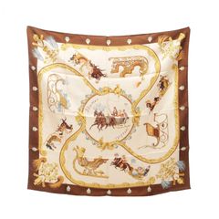 エルメス HERMES スカーフ カレ90 Plumes et Grelots シルク カレ90 レディース Used A