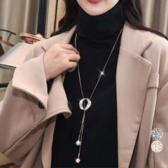 ロングネックレス レディース ラリエット 韓国 おしゃれ Y字ネックレス トレンド 流行 ラリエットネックレス キラキラ 結婚式アクセサリー 大人上品 プレゼント ホワイトデーギフト チェーンネックレス 1102