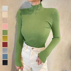ニットセーター レディース 長袖 10色 ハイネック ニットトップス 無地 通勤 通学 韓国風 カジュアル シンプル 秋冬 春秋 柔らかい オフィス フェミニン タイトリブセーター 韓国ファッション 1102