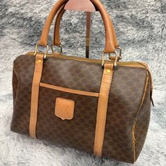 CELINE セリーヌ ハンドバッグ マカダム柄 トリオンフ ミニボストン  ヴィンテージ ブラウン レザー PVC