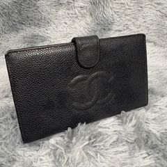 CHANEL シャネル キャビアスキン 長財布 ココマーク ブラック がま口 レザー 黒 ブラック