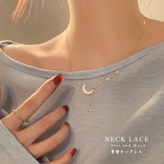 ネックレス レディース 韓国 ジュエリー きれいめ おしゃれ 細め チェーンネックレス 星 スター ムーン 月モチーフ アクセサリー 可愛い女性 韓国ファッション 誕生日 プレゼント 大人女子会パーティ 1102