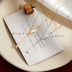 ネックレス 天使の羽根モチーフ 結婚式 レディース 貝殻ネックレス きらきら アクセサリー ラインストーン オシャレ 輝く チェーン 女子会 華やか 上品 可愛い 華奢 1102