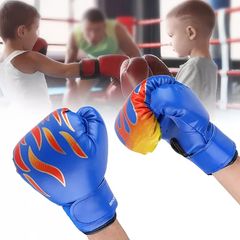 誕生日・クリスマスに 子供用トレーニングボクシンググローブ スポーツシリーズ おもちゃ パンチンググローブ 赤い炎 青い炎 プレゼントに最適 青い炎