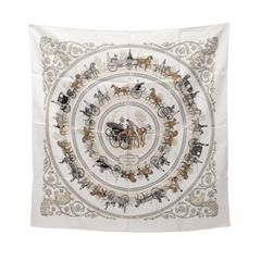 エルメス HERMES スカーフ カレ90 LA PROMENADE DE LONGCHAMPS シルク カレ90 レディース Used B