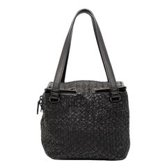 ボッテガヴェネタ イントレチャート ハンドバッグ ブラック レザー レディース BOTTEGAVENETA【1-0252003】