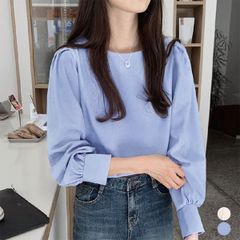 トップス クルーネック 長袖 シャツ ブラウス 2022 秋冬 レディース 無地 体型カバー 通勤 カジュアル シンプル 春秋 オフィス お出かけ フェミニン 長袖シャツ 女子会 可愛い OL 大人女子 トレンド オシャレ 1102