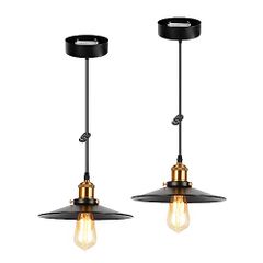☆新品☆ペンダントライト レトロ 吊り下げ ライト シーリングランプ 北欧風 現代の工業風 E26口金 電球別売り スチール製 食卓 (引掛シーリング式?黒色?2セット) 431db8ee