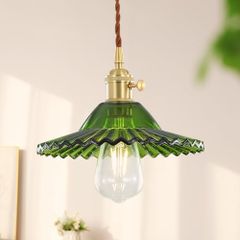 ☆新品☆Cerdeco アンティーク調ぺンダントライト レトロな海外風 グリーンガラス 吊り下げ照明 北欧モダン風 間接照明 天井照明 E26口金 引掛シーリング ランプ別売 PD002 0713a0a2