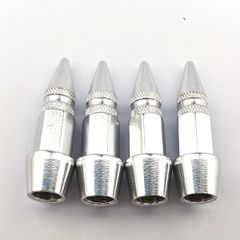 【4個セット】アルミ製 スパイク エアバルブキャップ 車・バイク・自転車対応 タイヤ ホイール 汎用パーツ 盗難防止 ドレスアップ 6色選択可【シルバー】