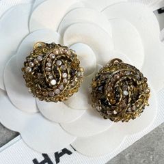 CHANEL シャネル ココマーク  イヤリング パール ビーズ ゴールド ヴィンテージ 両耳用