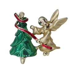 Gigi Giusti クリスマス ツリーと天使 レトロ ピンズ エンジェル アクセサリー ピンバッチ ピンバッジ ビンテージ pins-26321