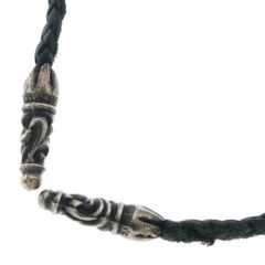 CHROME HEARTS (クロムハーツ) LEATHER BRAID SCROLL ネックレス レザーブレイドネックレス ブラック/シルバー BCA377