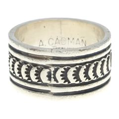 INDIAN JEWELRY (インディアンジュエリー) NAVAJO Andy Cadman STERLING製 ナバホ族 アンディ キャドマン スターリング スタンプワーク リング 指輪 シルバー