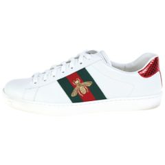 GUCCI (グッチ) BEE 刺繍 シェリーライン レザー ローカットシューズ スニーカー ホワイト 429446
