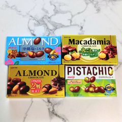 チョコレート　meiji　明治　期間限定　アーモンド　ALMOND　沖縄塩&ミルク　ピスタチオ　LOTTE　こだわりの2層仕立て　まるごと贅沢幸運のマカダミア　4種セット