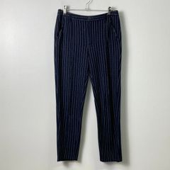 ジーユー GU レーヨン混 ストライプ柄 テーパードパンツ 【S】 ネイビー／紺 ストライプ