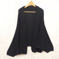 antiqua アンティカ カーディガン ドルマンニット ルーズ感 抜け感 ボタンなし 前開き ブラック Fサイズ ◇〇