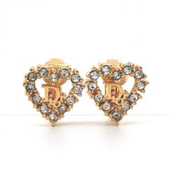 クリスチャンディオール GP ラインストーン イヤリング ゴールド ハート ロゴ イヤリング Christian Dior 正規品【鑑定済み】