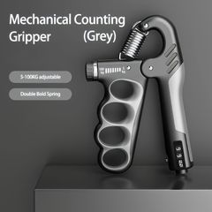 【調整可能5-100kg】ハンドグリップ 筋力トレーナー 握力強化 指グリップ強化器 負荷調整式 手首強化 エクササイズ フィットネス 腕力アップ 負荷調整可能【グレー】
