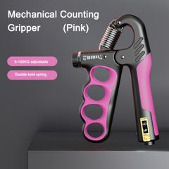【調整可能5-100kg】ハンドグリップ 筋力トレーナー 握力強化 指グリップ強化器 負荷調整式 手首強化 エクササイズ フィットネス 腕力アップ 負荷調整可能【ブラックピンク】