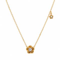 ゴールド ネックレス レディース ステンレス ローズ フラワー ジルコニア 花 ペンダント 小ぶり 華奢