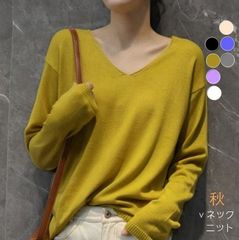ニットセーター レディース Vネックス 秋服 レディース 秋ニット 薄手ニット トップス