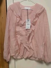 ZARA シャーリング シルク ブラウス ピンク (新品)
