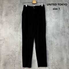 UNITED TOKYO ユナイテッドトウキョウ 1 S相当 ハイスペックウーリーテーパードパンツ ブラック イージーパンツ センタープレス スラックス トラウザー ウエストゴム ストレッチ タックパンツ 日本製 ★ ■◇ ◇■