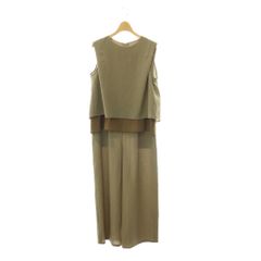 グリーンレーベルリラクシング ユナイテッドアローズ green label relaxing 26SS ダブルフレアオールインワン サロペット ノースリーブ 38 ベージュ ブラウン /CX ■OS
