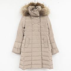 MaxMara マックスマーラ ダウンジャケット ロングコート フード ラクーンファー ポリエステル ベージュ レディース 40 b01106