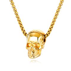 ネックレス ゴールド ゴールド髑髏ネックレス ネックレス 金色 スカルペンダント ステンレスネックレス ドクロ ネックレス アレルギー対応 ロック レトロ アンティーク風