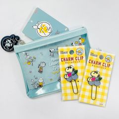 [ゆうメール配送] 【新品・訳あり】スヌーピー　クリアミニポーチ＆チャームクリップ2個セット　サンスター文具　PEANUTS　SNOOPY