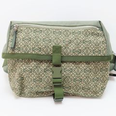 M04-k070 LOEWE ロエベ ポストマン スリング アナグラム キャンバス/ナイロン/カーフレザ― ボディバッグ グリーン B741Z67X01
