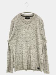 MOSSIMO モッシモ Tシャツ/カットソー XL グレー 無地 ミドル丈 長袖 Vネック メンズ
