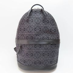 M04-k069 LOEWE ロエベ アナグラム ジャガード キャンバス/カーフレザ― バックパック リュック グレー/ブラック
