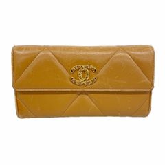 【6kb1127】シャネル 長財布 シャネル19 ラムスキン ライトブラウン ゴールド金具【中古】レディース
