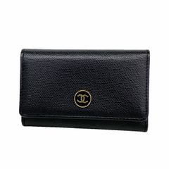 【6kb1276】シャネル キーケース ココボタン レザー ブラック ゴールド金具【中古】レディース