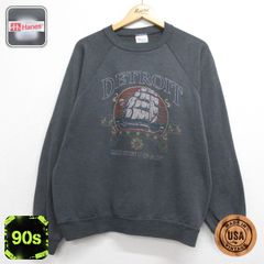 L/古着 ヘインズ Hanes 長袖 スウェット メンズ 90年代 90s デトロイト ラグラン クルーネック USA製 グレー 霜降り 26oct02