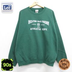 XL/古着 リー Lee 長袖 スウェット メンズ 90年代 90s クルーネック USA製 グリーン 26oct02
