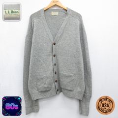XL/古着 L.L.Bean エルエルビーン 長袖 セーター メンズ 80年代 80s キャメルヘア Vネック ラムウール USA製 グレー 26oct02