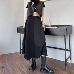 アシメスカート レディース スカート Aラインスカート フレア ミモレスカット フレアスカート アシンメトリー マキシスカート ロングスカート 裾スリット Aライン ロング丈 ハイウエスト ウエストゴム 変形 不規則 個性派